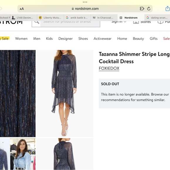 foxiedox Tazanna Shimmer Stripe Long Sleeve Cocktail Dress In Charcoal Multi - Picture 3 of 12